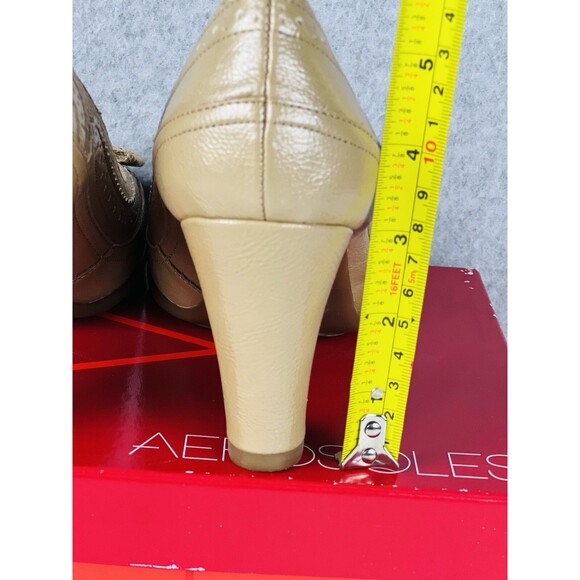 Aerosoles Bentwood Shoes Womens 8.5M Tan Lizard Bowtie Open Toe Heels Workwear - Picture 11 of 12